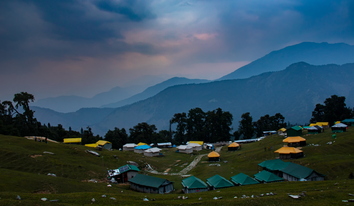 Sunrise over the Himalayan peaks as seen from Chopta